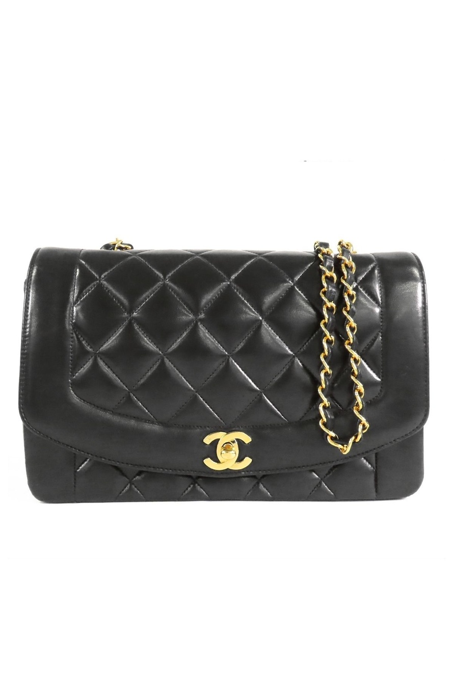 Chanel Diana Flap Chain Black Gold Lambskin Shoulder Bag